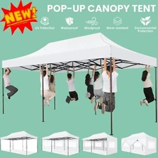 10x20ft Heavy Duty Pop up Canopy Party Tent Waterproof UPF50+ Height Adjustable