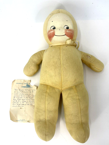 RARE Rose O'Neill 18” Satin Cloth Kuddly Kewp KEWPIE Doll 1930's