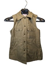 Vtg Filson Co Tin Cloth Field Vest Womens Button Tan Khaki Usa Xs