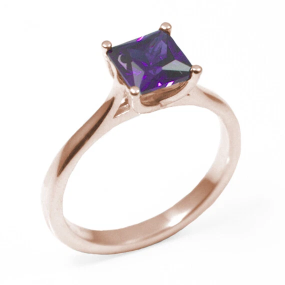 Princess cut 2024 amethyst engagement rings