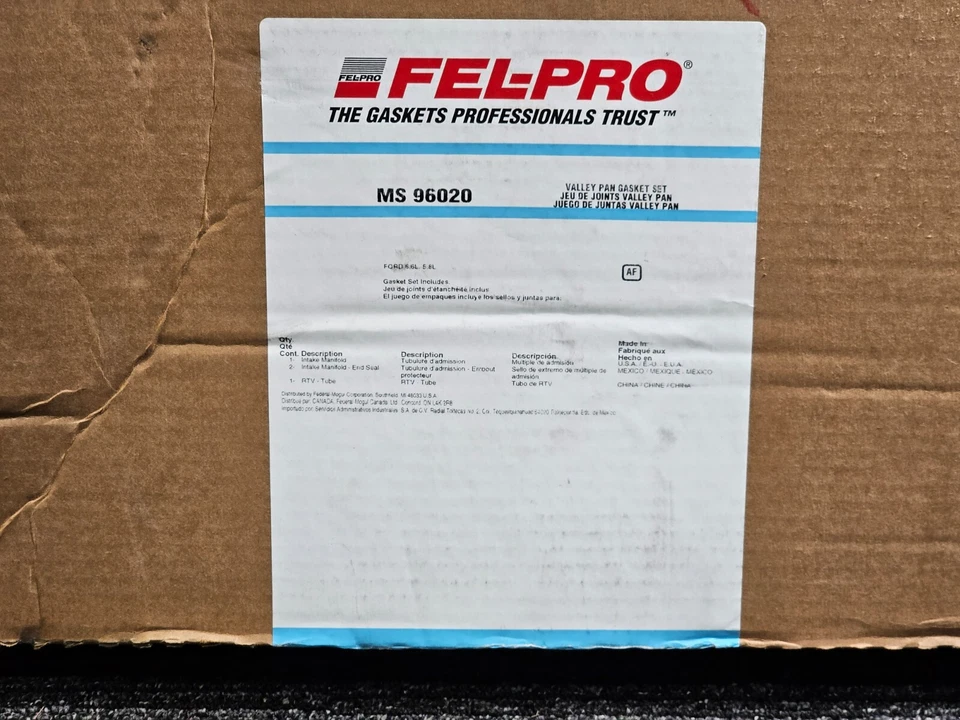 Junta Fel-Pro MS 96020 Valley Pan para Ford E-250 Econoline Club Wagon 1980-1982 Foto 2 de 4