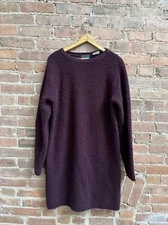 Vtg Eileen Fisher Women’s Sweater Dress, Sz Medium, Chunky Purple Wool/Mohair