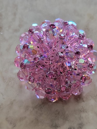 Vintage 50's Weiss Crystal Swarovski Bead Rhinestone Aurora Borealis Cluster Pin - Picture 11 of 12