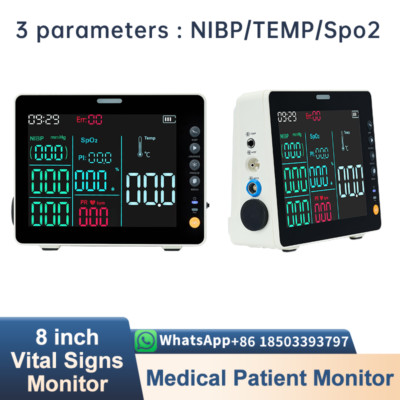 8-inch Screen 3-parameter patient monitor for clinical monitoring Spo2 NIBP TEMP
