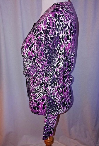 Mercer & Madison Long Sleeve Cardigan Cotton Stretch Purple Black Size XL Animal - Picture 4 of 7