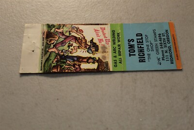 TOM'S RICHFIELD REDMOND, OREGON RISQUE HUMOR VINTAGE MATCHBOOK COVER