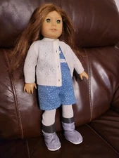 American girl Doll Rebecca Rubin Blue Romper Sweater Outfit READ