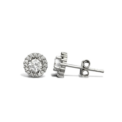 Grappe Boucles D'Oreilles Clous 9ct or Blanc