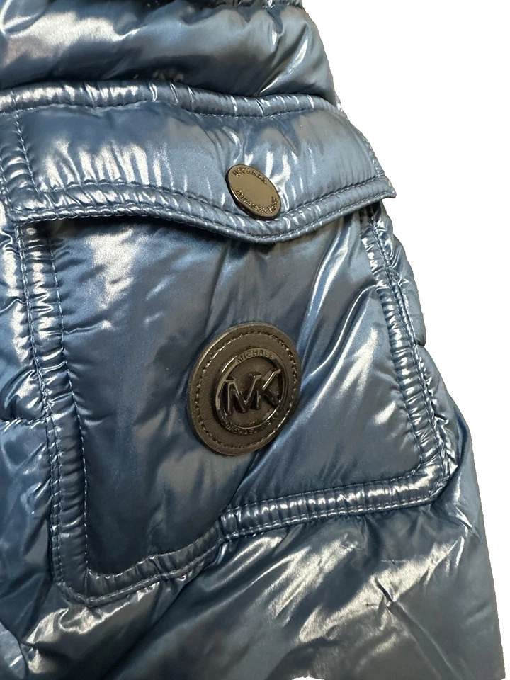 Abrigo acolchado MICHAEL KORS para mujer talla grande azul con ribete de piel sintética chaqueta con capucha Foto 4 de 4