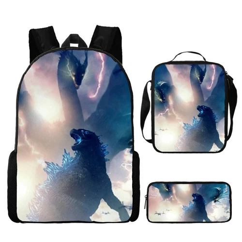 Mochila 3D Godzilla vs Kong Bolsa de libros escolares Mochila Bolsa de almuerzo Estuche para lápices Regalo - Imagen 25 de 50