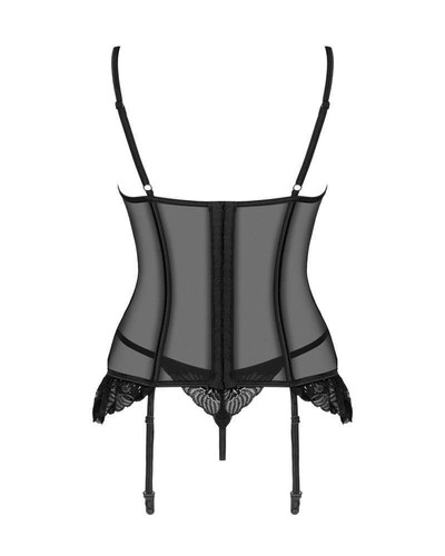 SEXY CORSETTO NERO SOTTO VESTE CON PERIZOMA PER DONNA TAGLIA M / L OBSESSIVE - Foto 3 di 6