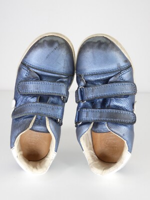 Mädchen Schuhe Sneaker blau glänzend Schmetterling Komfort Klettverschluss UK 8,5 EU 27 Telyoh