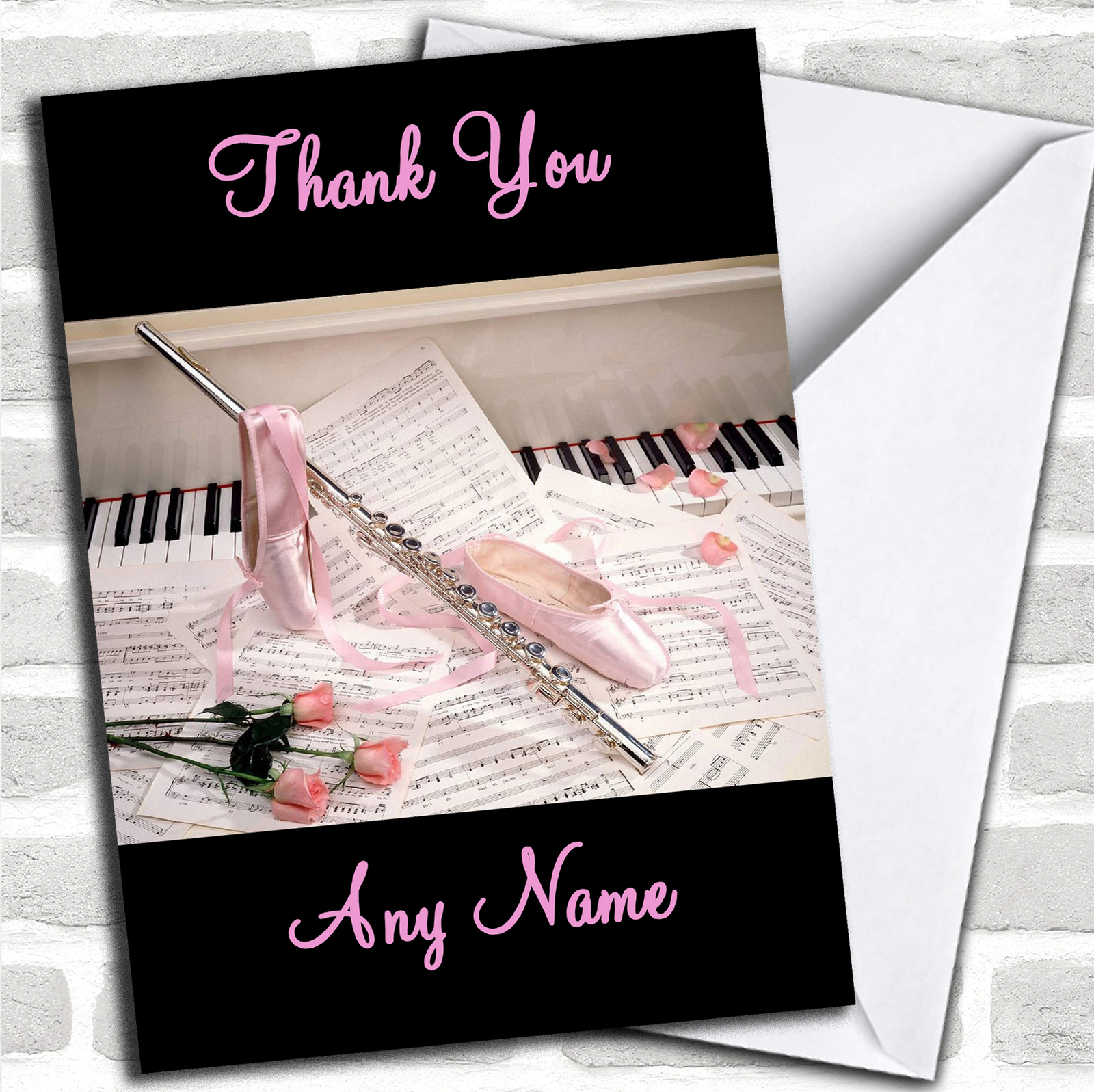 Tarjeta de agradecimiento personalizada de ballet y música