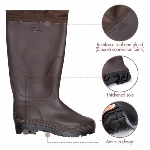 Chest Wader for Men Women Fishing Hunting Nylon Bootfoot Waterproof with Boots - Picture 5 of 14