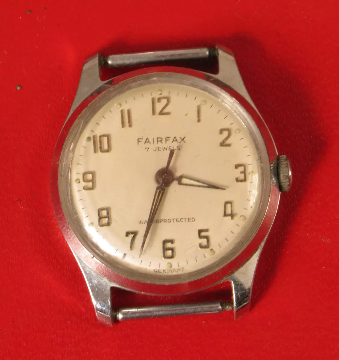 VINTAGE FAIRFAX 17 JEWELS SILVER TONE MENS WATCH WRISTWATCH