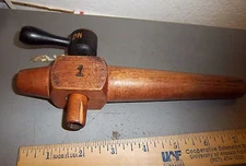 old wood keg tap handle, 8 inches long, unique handle, on & off written on spout