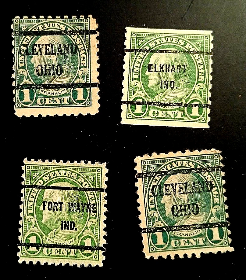 SET OF 8 B BEN FRANKLIN ONE CENT PRECACELED STAMPS - F/ VF  CONDITION - Image 3 of 4