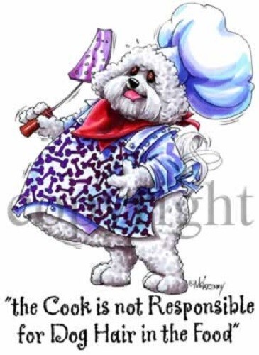 Delantal de chef Bichon Frise raza perro cocina grasa y dibujos animados completos arte - Imagen 2 de 2