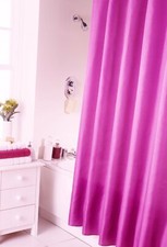 PLAIN SHOWER CURTAIN PANEL WITH MATCHING RINGS FOR POLE 180cm x 180cm MULTI