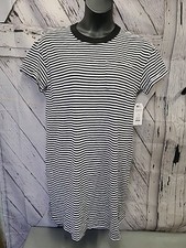 Time & Tru Women's T Shirt Dress Size XS, Large or XXL Black White Striped NEW
