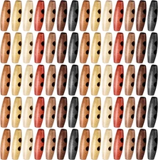 70Pcs Wood Sewing Toggle Buttons Oval Wooden Buttons 40Mm/1.57 in 2 Holes Horn T