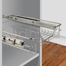 3 x 400MM PULL OUT WIRE BASKET KITCHEN LARDER BASE UNIT CUPBOARD DRAWER