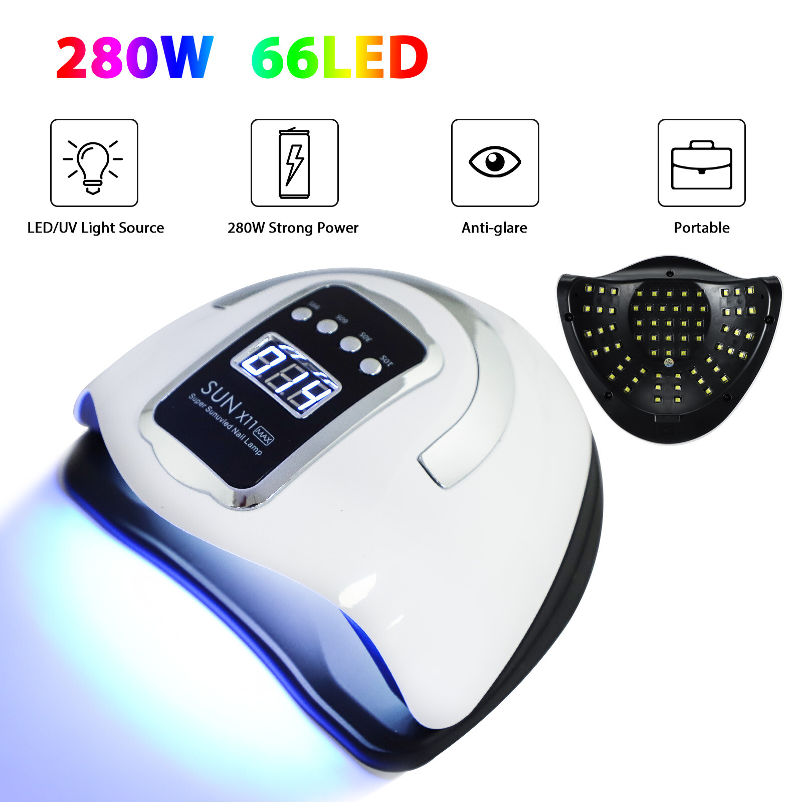 280W LED UV Nagel Lampe Gel Lichthärtungsgerät Sensor Nageltrockner mit 4 Timer