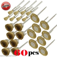 60 Rotary Brass Wire Brush Dremel for 443 442 428 1/8" Shank Polishing Tool Skil