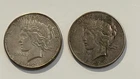 Peace Dollar Lot of 2, 1926-S / 1928-S, 90% Silver. Circulated.