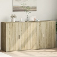 Sideboard 2Er Set Sonoma-Eiche 79X38X80 Cm Holzwerkstoff Modern