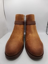 NEW Vionic Womens Vienna Rhiannon Leather Zip-Up Ankle Boot Comfort Cognac