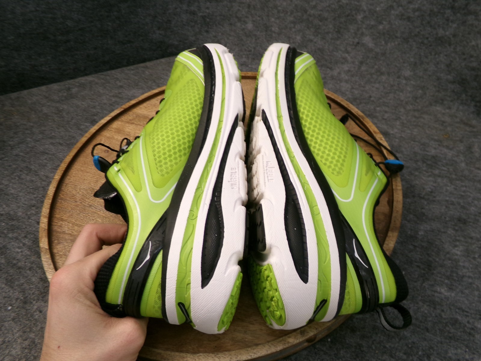 Hoka One One Bondi 3 Men's Size 11.5 US Neon Green Black Running Shoes Sneakers thumbnail 6