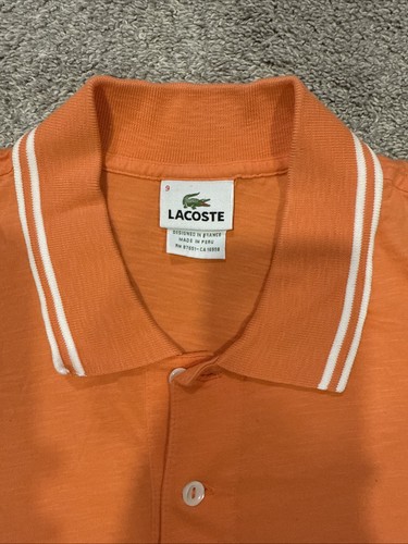 Lacoste Herren Kurzarm Poloshirt ~ Größe 9 / US 4X ~ orange - Bild 6 von 12