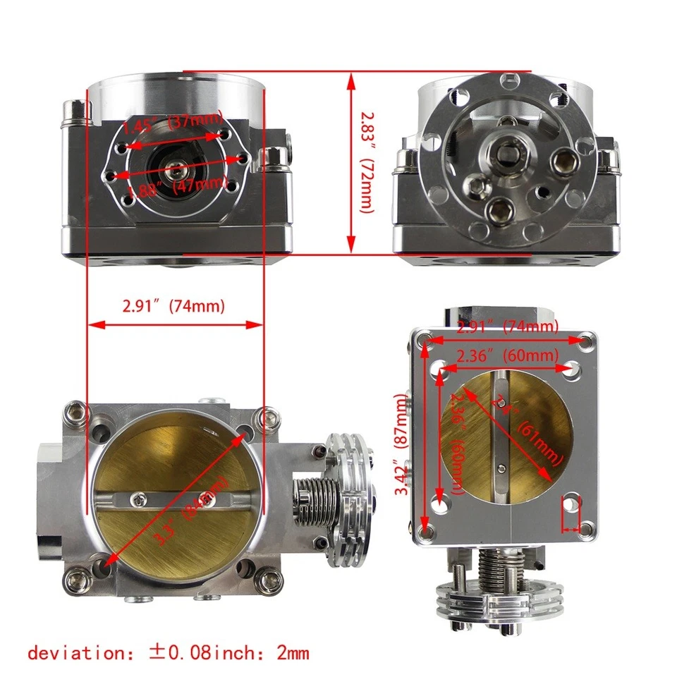 70mm Billet Aluminum Throttle Body for Nissan SR20DET S13 S14 S15 200SX 240SX Foto 2 de 4