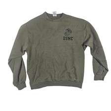 Vintage Jerzees USMC Sweatshirt Mens Medium Olive Green Made in USA NuBlend 90s