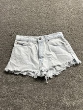 Vintage 90s Levis 550 Womens Cut Off Shorts Light Wash Orange Tab Tag 31 Fit 29