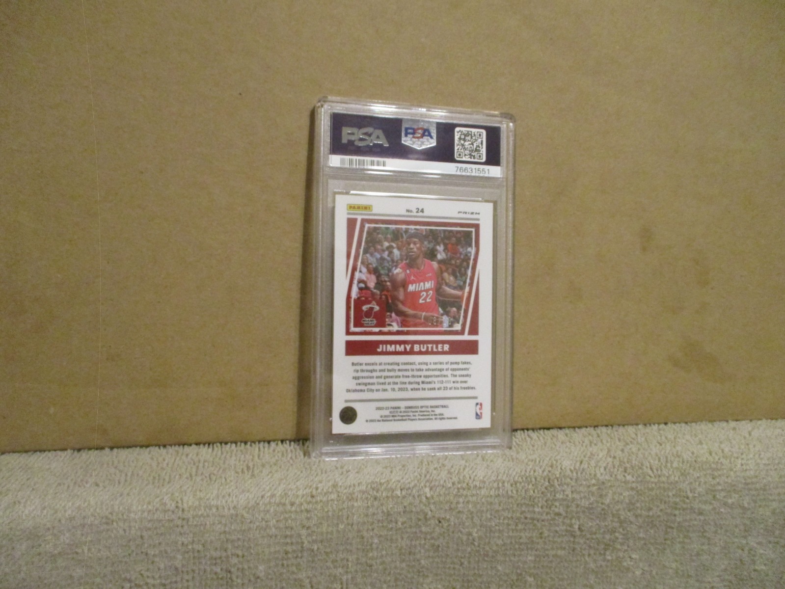 2022-23 OPTIC JIMMY BUTLER #24 ELITE DOMINATORS GOLD PRIZM 8/10 PSA 10 GEM MINT! view 9