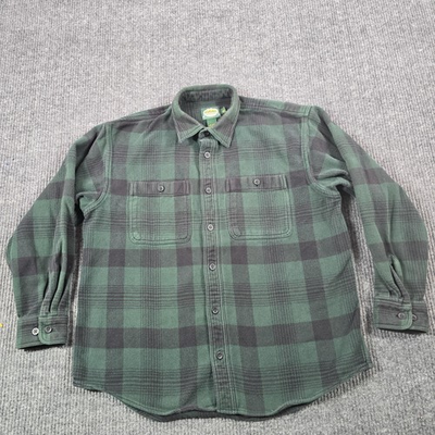 #ad #ad Cabelas Shirt Mens Large Green Black Plaid Chamois Flannel Button Front Outdoors $22.49