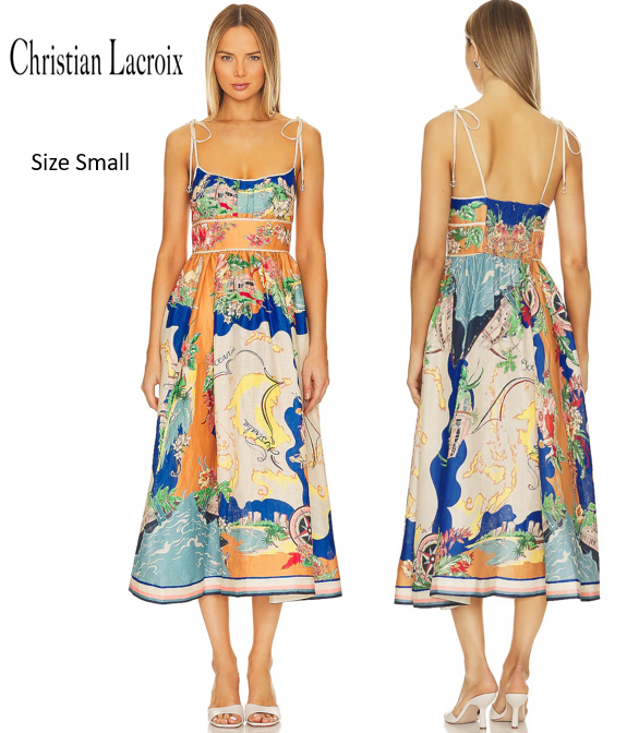 Cristian Lacroix Multicolor Nautical Map Linen Blend Alight Picnic