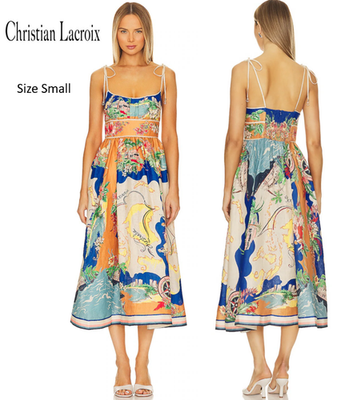 Cristian Lacroix Multicolor Nautical Map Linen Blend Alight Picnic Midi Dress | eBay Cristian Lacroix Multicolor Nautical Map Linen Blend Alight Picnic Midi Dress | eBay
