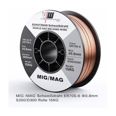 1x MIG MAG Schweißdraht Stahl ER70-6, SG2 Drahtrolle Ø 0,8 / 15kg S300 Zubehör