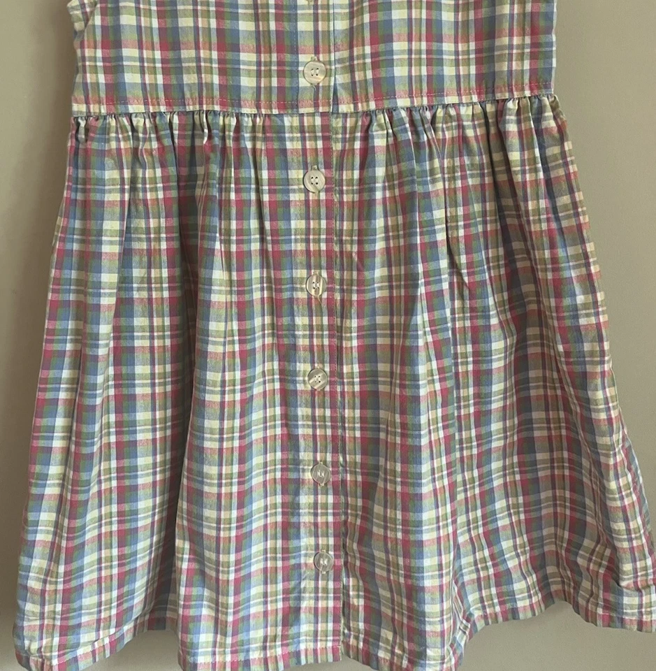 Vintage Jumper OshKosh Girls Plaid Dress Pink Osh Kosh Size 6X Cotton 80s 90s - Image 4 of 4