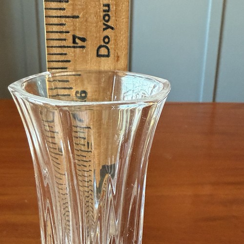 Vintage Kristall Trompete 6,5" Knospenvase mit Fuß Pusteblume Vase Sechseckrand - Bild 7 von 7
