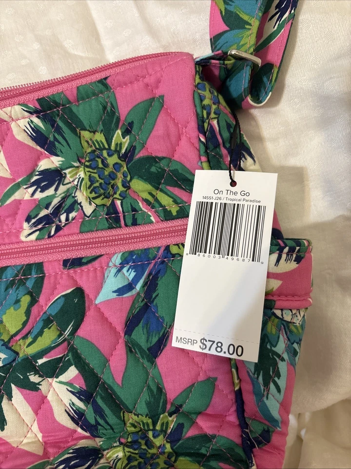 Bolso de Hombro Vera Bradley On The Go Estilo Hobo Tropical Paraíso Cartera + Cartera Foto 2 de 4