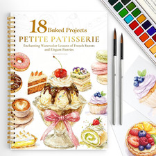 Watercolor Workbook for Beginners,18 Baking Water Coloring Book,Relaxing  Easy