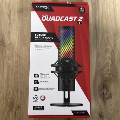 HyperX QuadCast 2 S USB Microphone with RGB Lighting, USB-C, Black, Brand New