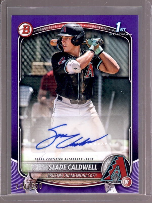 SLADE CALDWELL 2025 Bowman 1st #BPA-SC Purple RC Autograph Auto #248/250