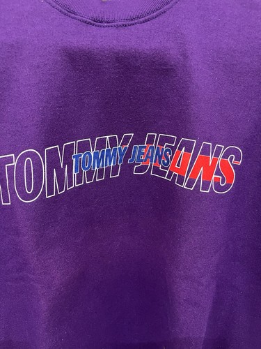 Vintage Tommy Hilfiger Tommy Jeans Purple Crewneck Sweatshirt XL 90s Logo - Picture 3 of 12