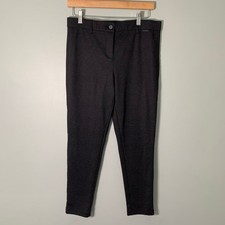 Mario Serrani Italy Womens Grey Textured Ankle Pants Size M Stretch Slim Fit