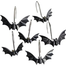 Halloween Shower Curtain Hooks, Cute Bat Decorative Shower Rings for Shower C...